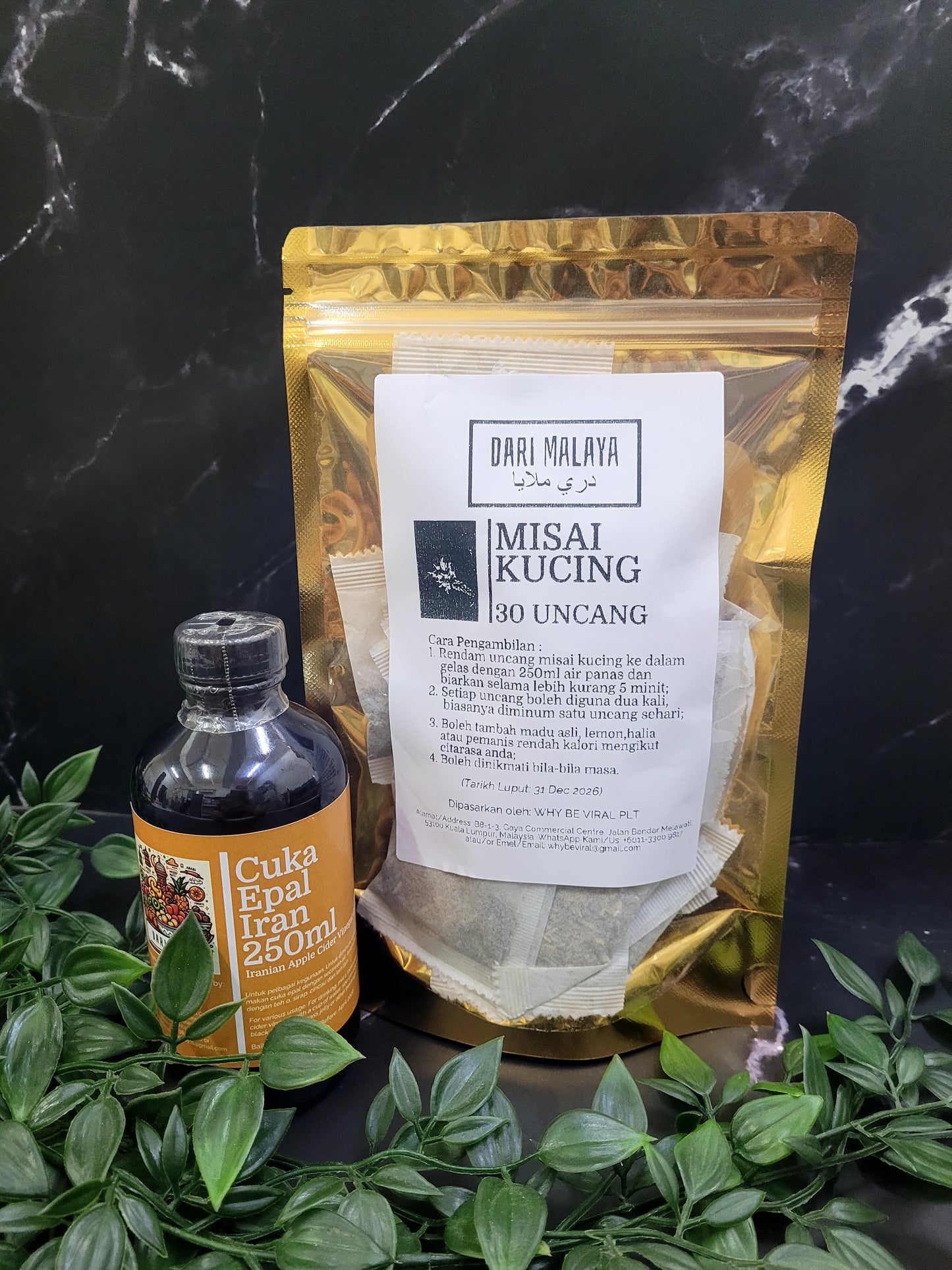 KOMBO MISAI KUCING 30 UNCANG + CUKA EPAL IRAN 250ML