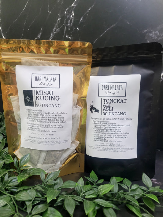 KOMBO TONGKAT ALI ASLI 30 UNCANG + MISAI KUCING 30 UNCANG