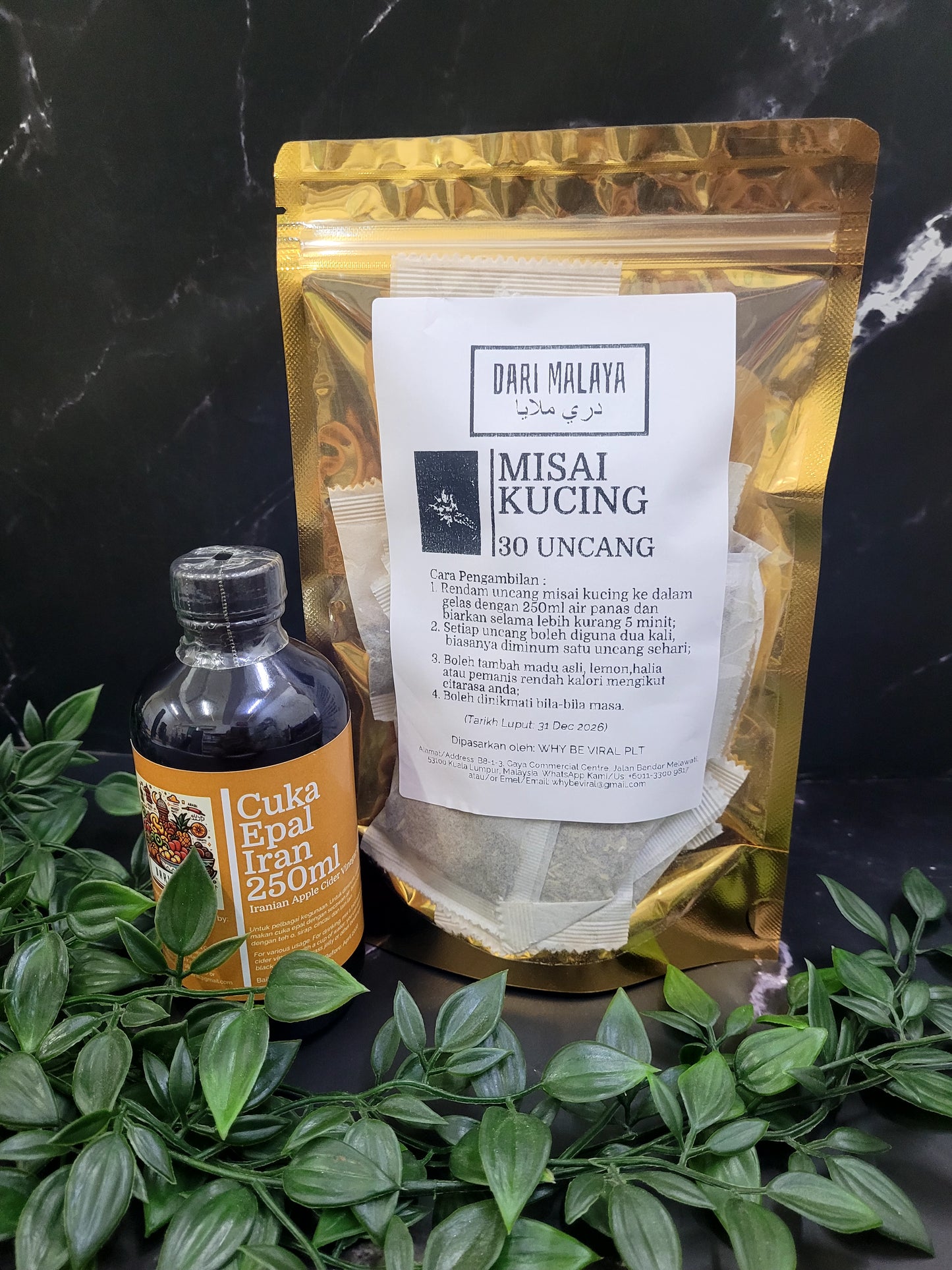 KOMBO MISAI KUCING 30 UNCANG + CUKA EPAL IRAN 250ML