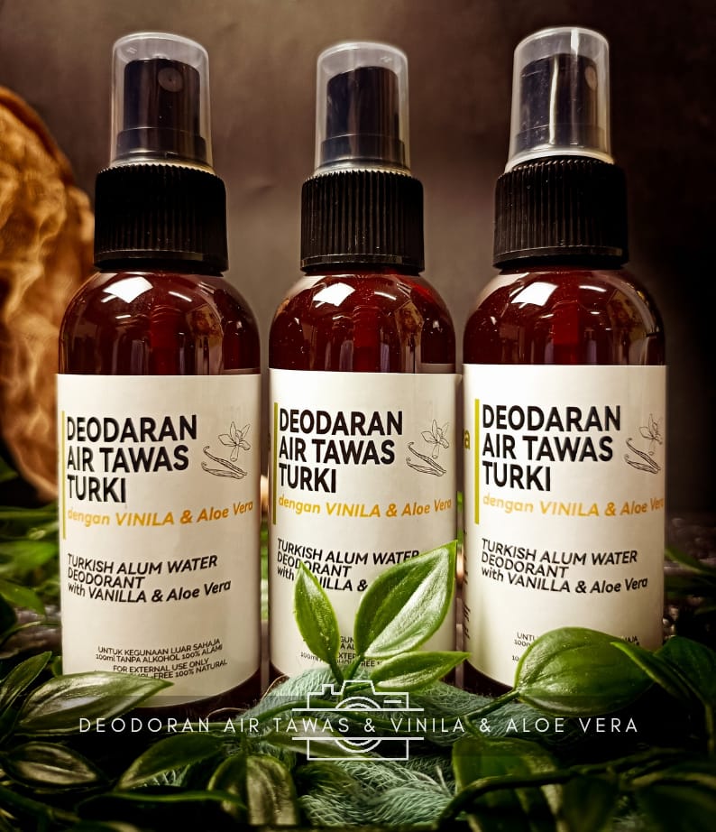 Deodoran Air Tawas Turki 100% Semulajadi Dengan Minyak Pati & Aloe Vera